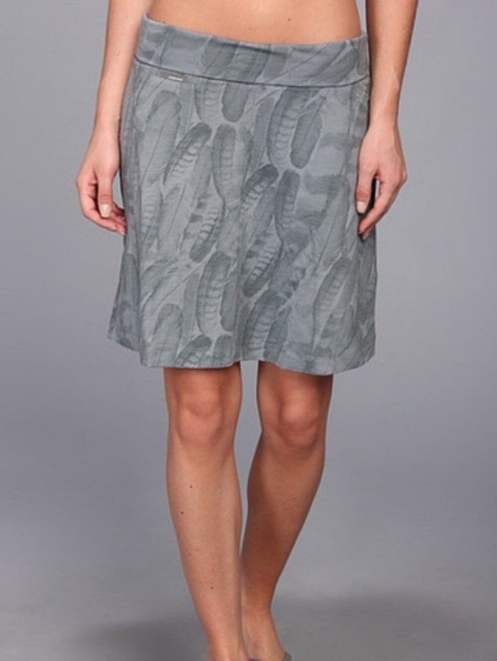 Icebreaker Villa Plume Gray Merino 100% Wool Feather Print Skirt Women's XS